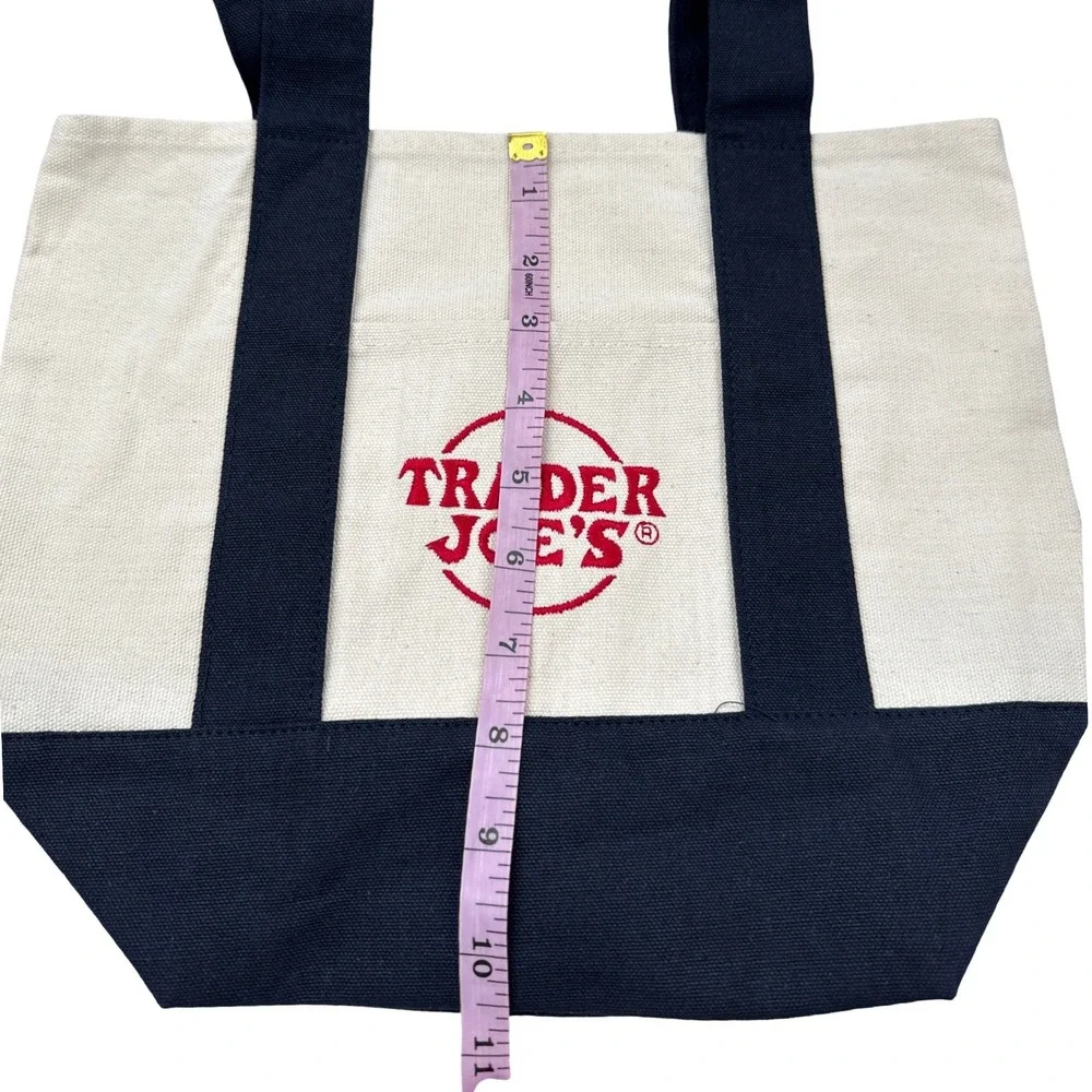 Trader Joe's Mini Canvas Tote Bag Navy Reusable Shopper Bag New With Tags